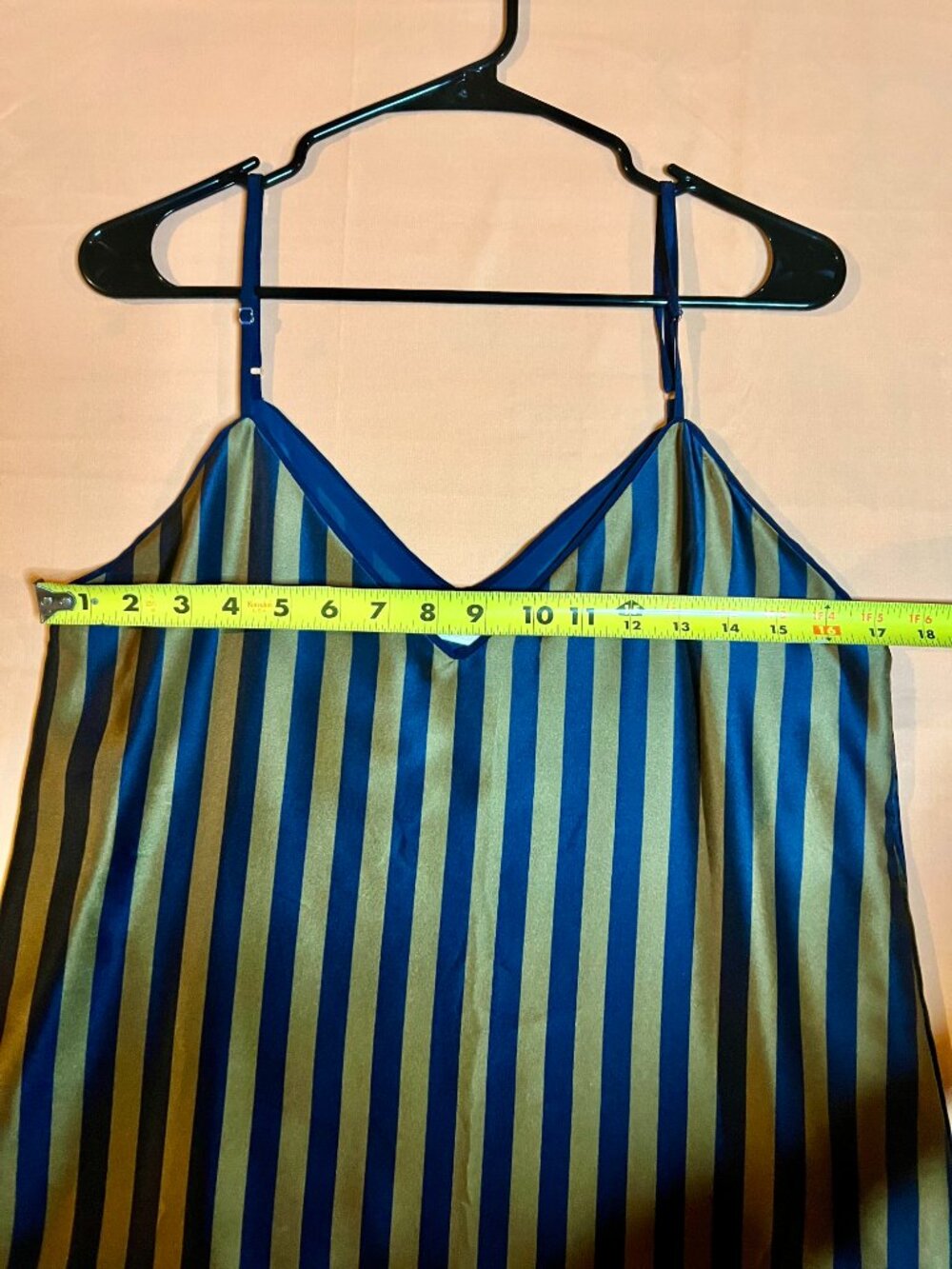Gold Hawk Blue & Olive Striped Silk Cami - Picture 7 of 8